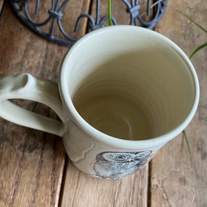 Owl Mug in Green or Cream Stoneware image 7