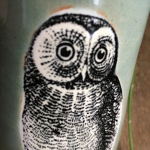 Owl Mug in Green or Cream Stoneware image 4