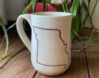 State of Missouri Coffee Cups Cream Stoneware Mugs