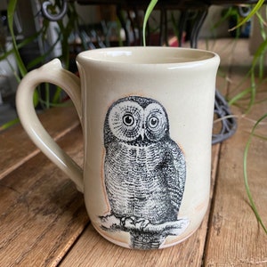 Owl Mug in Green or Cream Stoneware image 3