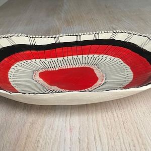 Large Stoneware Footed Slab Serving Plate Platter
