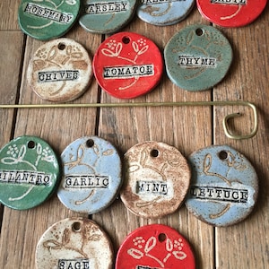 Herb-Garden Tags Markers Stoneware Plant Labels- 3 Minimum