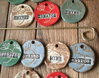 Herb-Garden Tags Markers Stoneware Plant Labels- 3 Minimum