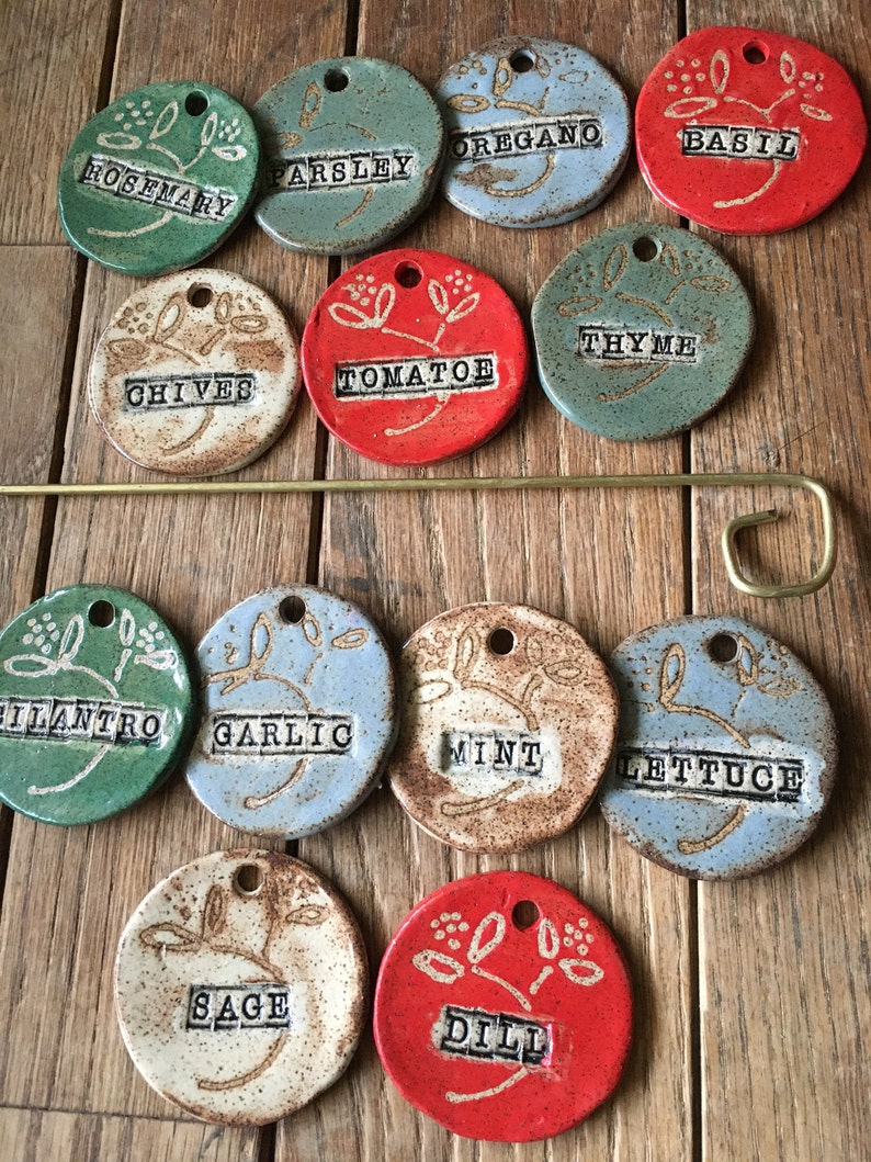 Herb-Garden Tags Markers Stoneware Plant Labels 3 Minimum image 1