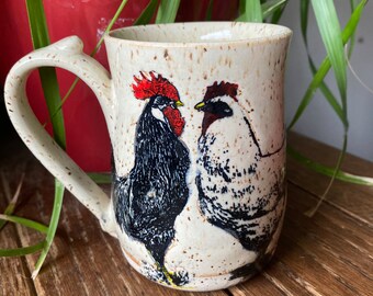 Speckled Rooster Chicken Mug