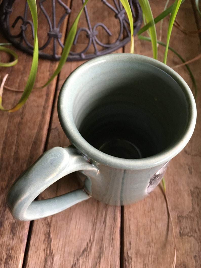 Owl Mug in Green or Cream Stoneware image 5