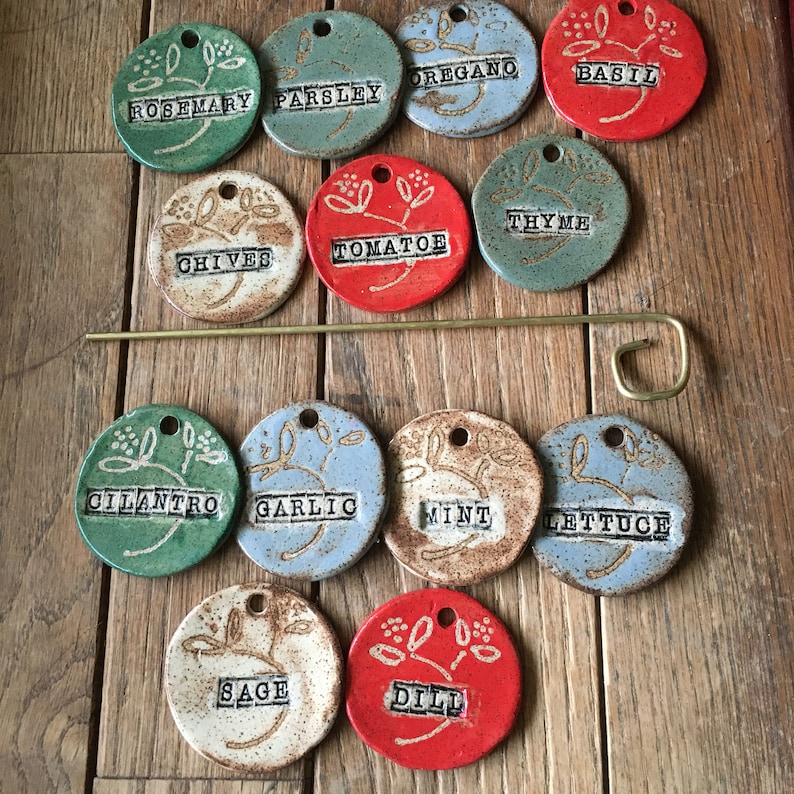 Herb-Garden Tags Markers Stoneware Plant Labels 3 Minimum image 3