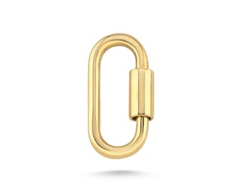 Mosquetón de oro macizo con cierre de rosca, soporte ovalado para dijes de oro auténtico de 10K/14K, cierre de eslabón para joyería, conector de cadena gruesa, realzador de collares.