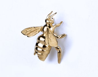 Pendiente de abeja de miel en oro macizo de 14 quilates: regalo de joyería natural