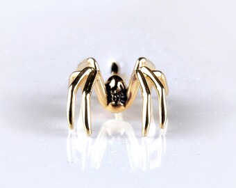 Collar con dije de araña realista de oro de 10 quilates, colgante de insecto natural, joyería espeluznante de Halloween