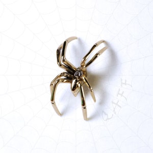 Solid Gold Spider Stud Earring Insect Bug Post Spooky Halloween Jewelry Gift Unusual Realistic Spider Unique Gift For Her Gift For Him
