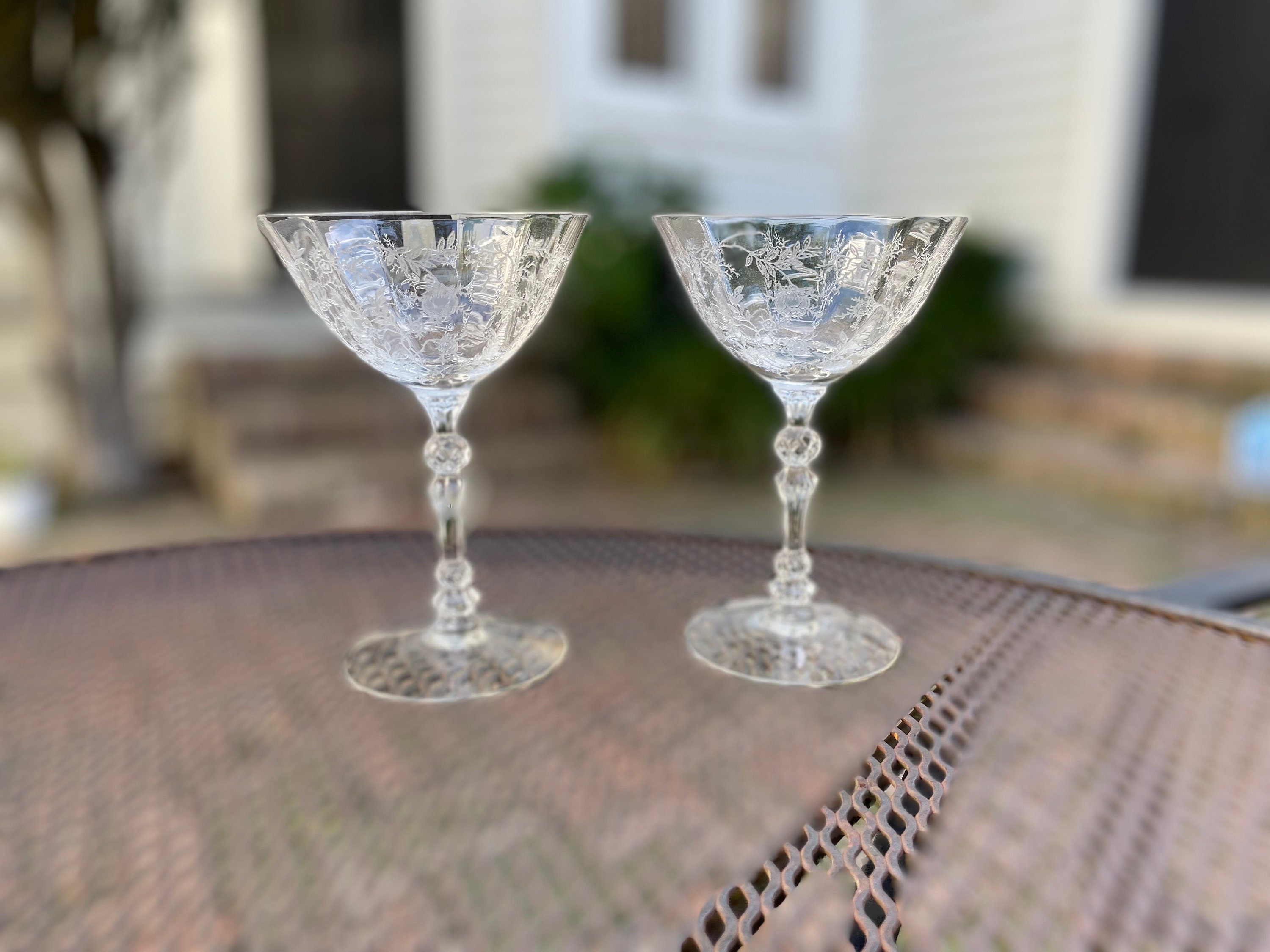 Liquor Cocktail Glasses Set of 2 Fostoria Chintz Fine Cut 
