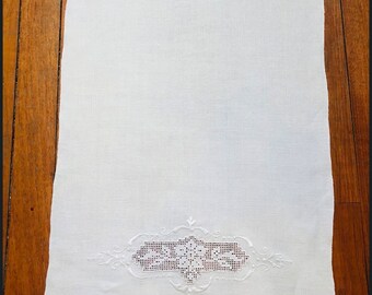 Vintage Linen Hemstitched Hand Towel