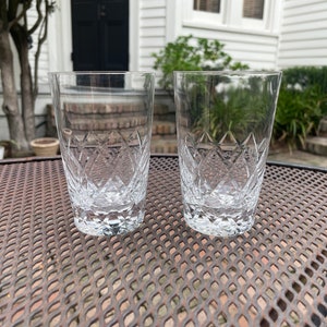 Two Vintage Diamond Cut Highball  Glasses