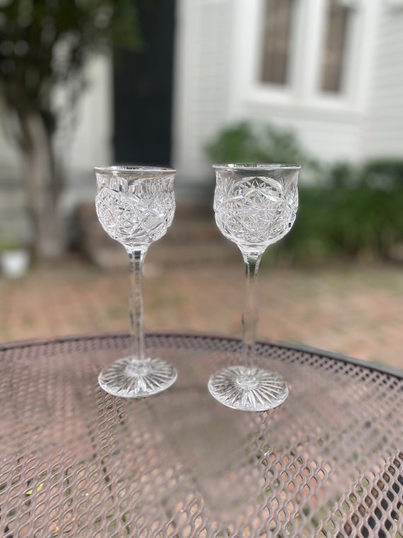 2 Beautiful Vintage Crystal Hock Glasses Marked - Etsy