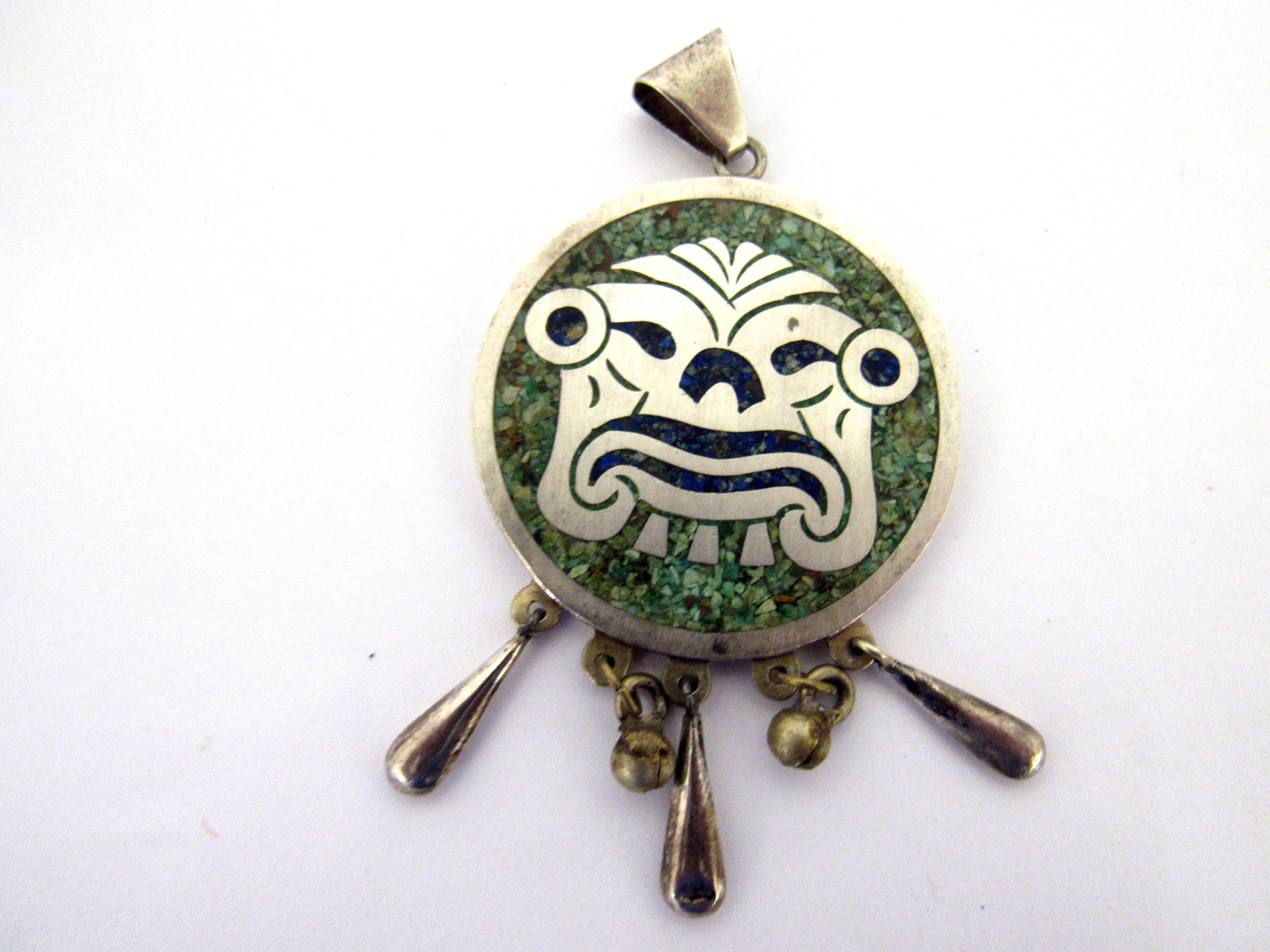 ☆70s Vintage Mexican jewelry reversible crushed stone ☆70s Vintage Mexican jewelry reversible crushed stone