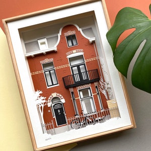 Custom Order: Framed Paper House in Colour