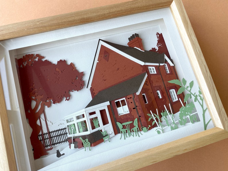 Custom Order Framed Paper House in Colour Etsy