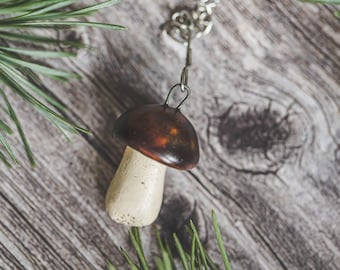 Herbal tea strainer with penny bun - Loose tea infuser with ceramic boletus mushroom - Christmas gift