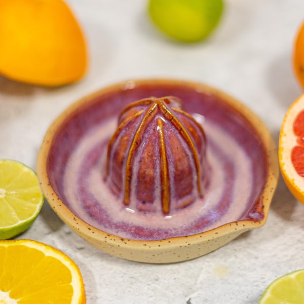 Red dotted ceramic orange juicer - Pottery lemon squeezer - Handmade citrus juice maker