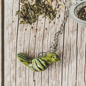 Infusor de chá Green Bird - Infusor de folhas soltas em aço inoxidável com filtro de malha