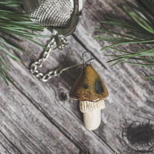 Tea Strainer with Brown Mushroom - Herbal Tea Reusable Infuser