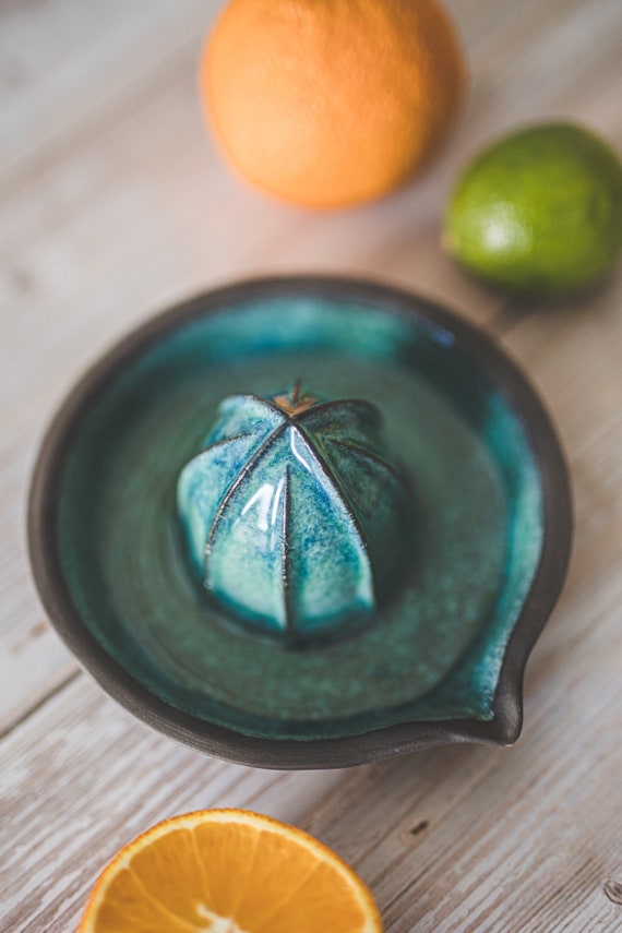 Ceramic Aqua Blue Citrus Juicer Pottery Lemon Squeezer Handmade