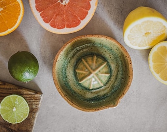 Ceramic green lime squeezer - Summer cocktails handmade pottery lemon juicer