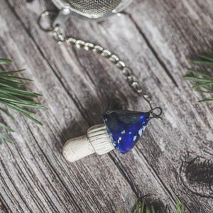 Handmade Blue Mushroom Tea Infuser - Herbal Tea Reusable Strainer