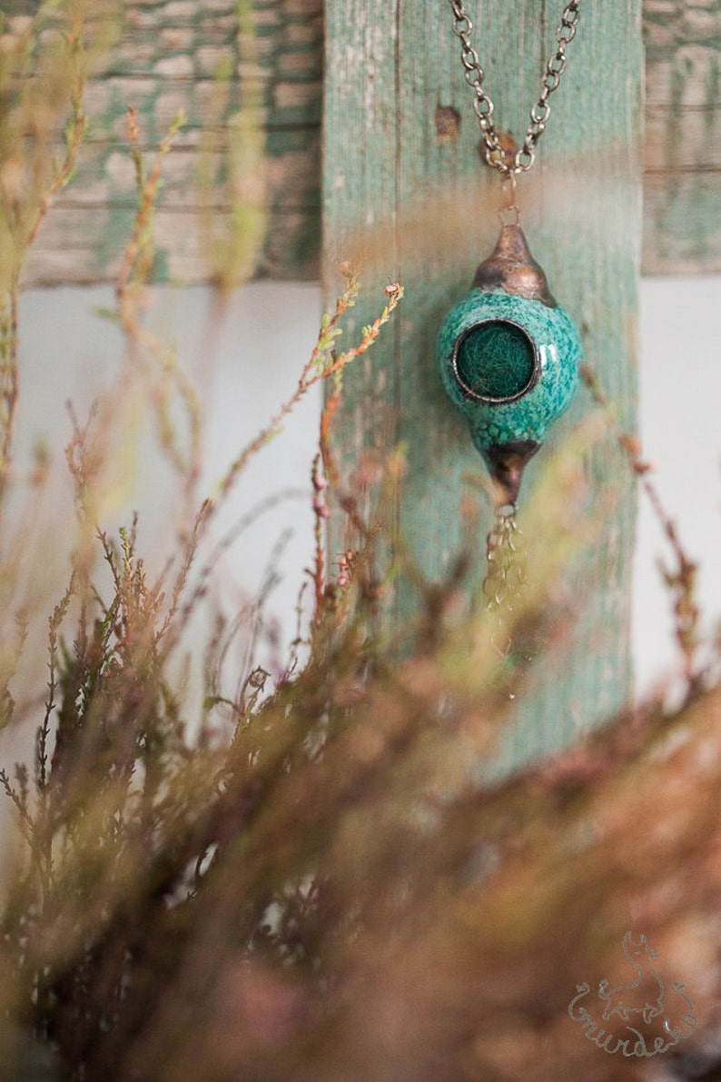 Aromatherapy ceramic pendant Essential oil pendant with wool Etsy