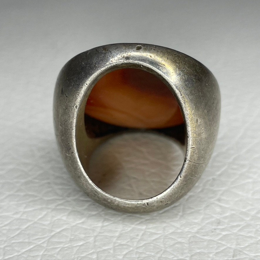Antique/vintage Sterling Silver Carved Carnelian Intaglio