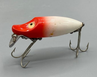 Vintage Heddon River Runt Spook Sinker Red Blend White with Metal Lip