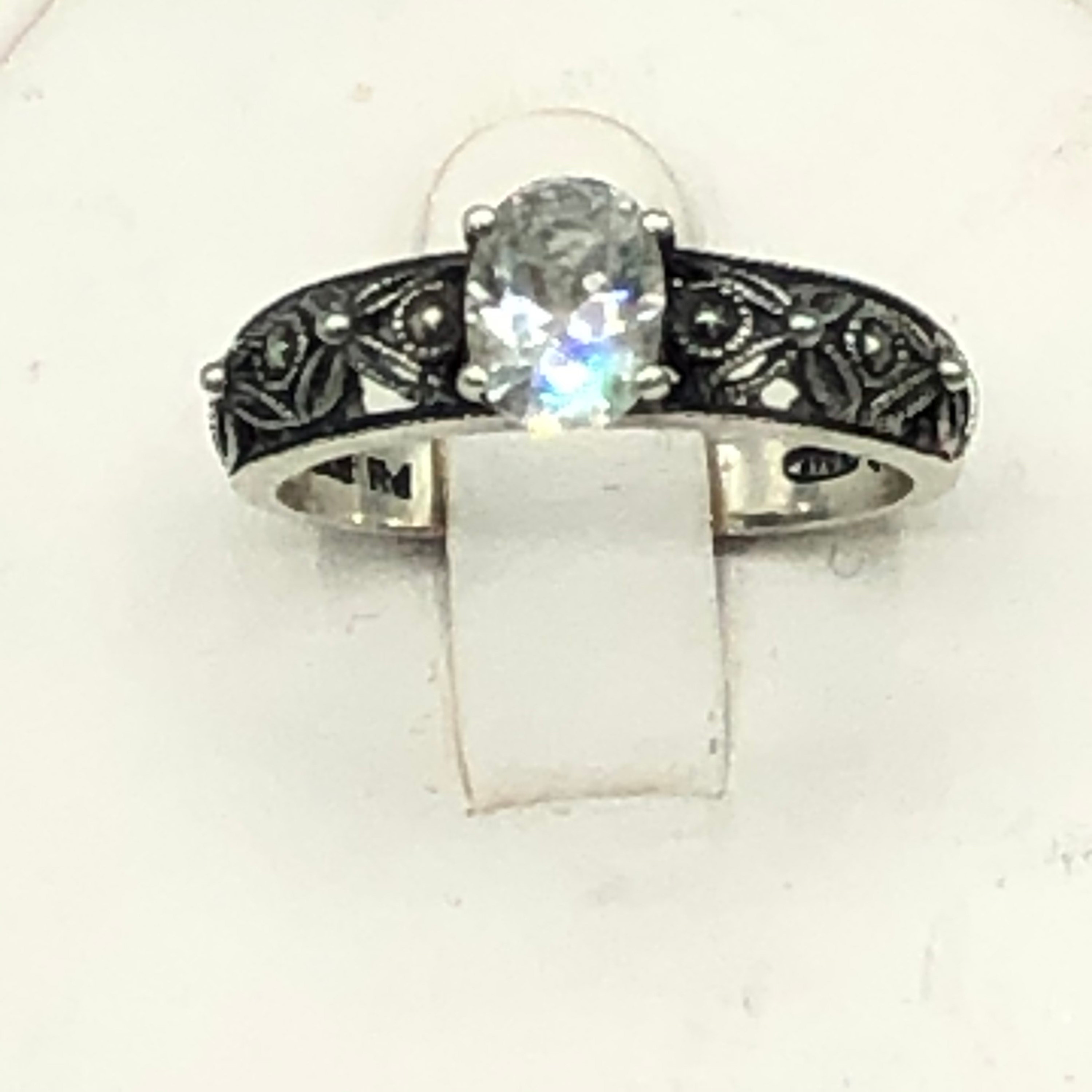 Vintage Engagement Ring Avon Oval Cubic Zirconia Marcasite Etsy