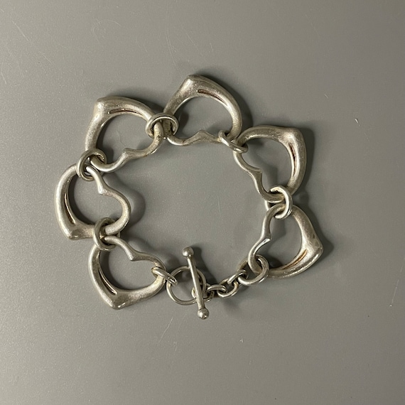Tiffany & Co Sterling Silver Heart Link Bracelet … - image 2