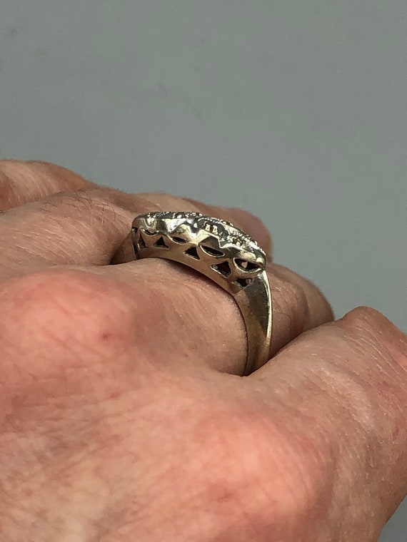 Antique Diamond Ring  Edwardian 14K White Gold Di… - image 6