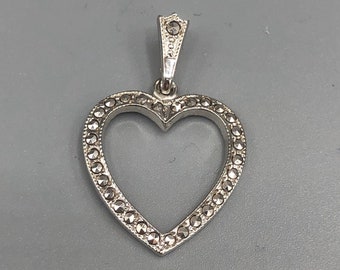 Sterling Silver and Marcasite Heart Pendant Perfect for Valentine’s Day and Everyday