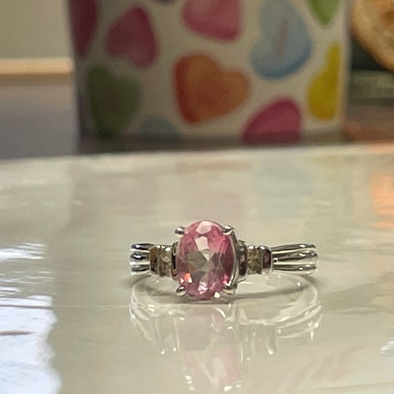 14k Gold Diamond and Pink Sapphire Ring - image 1