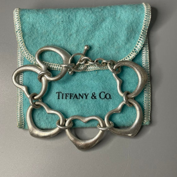 Tiffany & Co Sterling Silver Heart Link Bracelet … - image 1