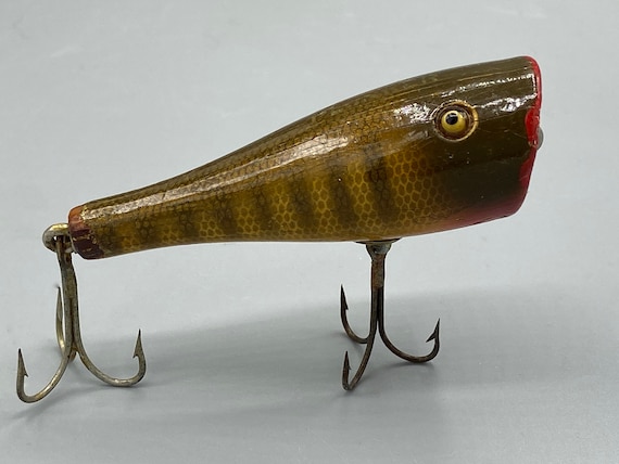 Vintage Creek Chub Large Mouth Plunker With Glass Eyes 