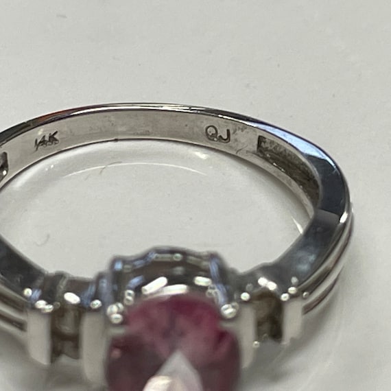 14k Gold Diamond and Pink Sapphire Ring - image 2