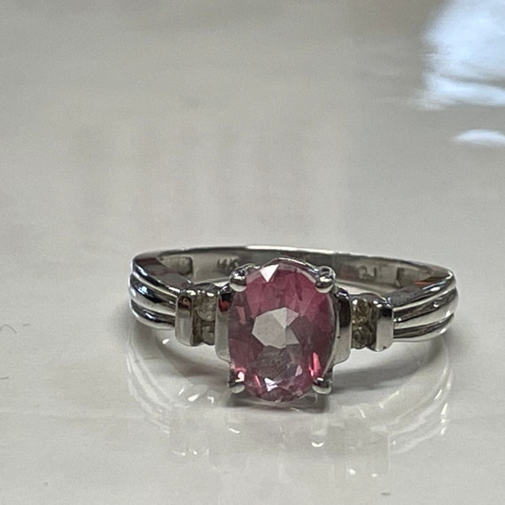 14k Gold Diamond and Pink Sapphire Ring - image 3