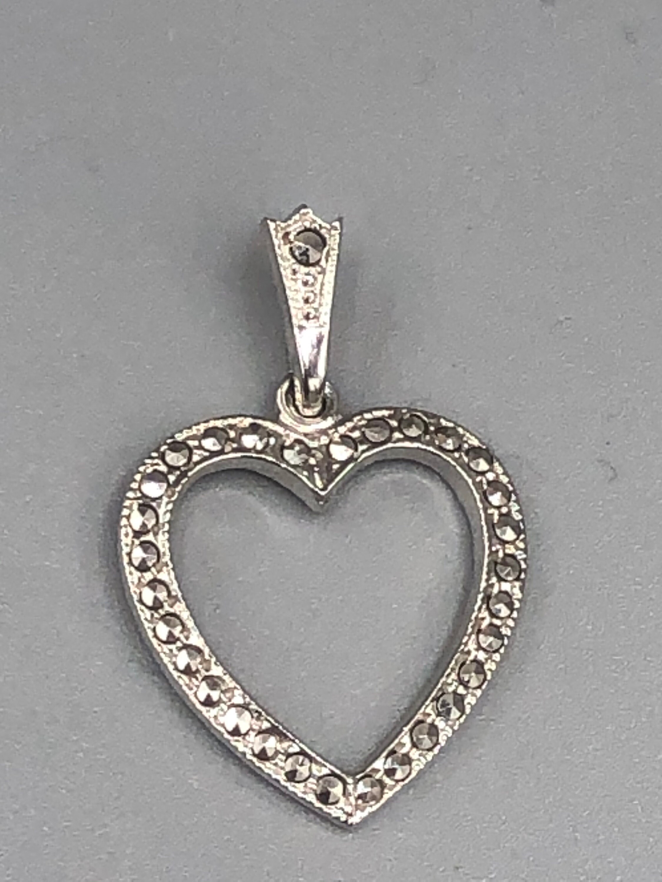Sterling Silver and Marcasite Heart Pendant Perfect for - Etsy