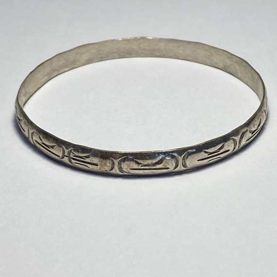 Vintage Sterling Silver Hand Forged Bracelet Stam… - image 1
