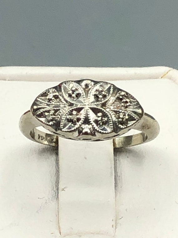 Antique Diamond Ring  Edwardian 14K White Gold Di… - image 3