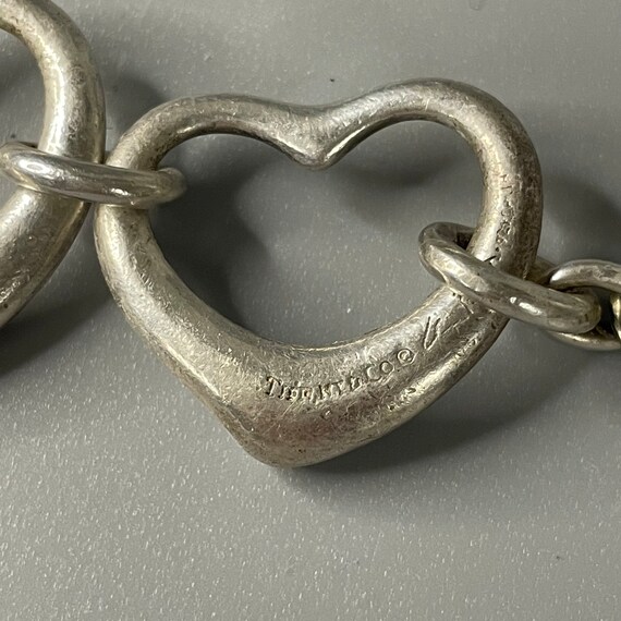 Tiffany & Co Sterling Silver Heart Link Bracelet … - image 5