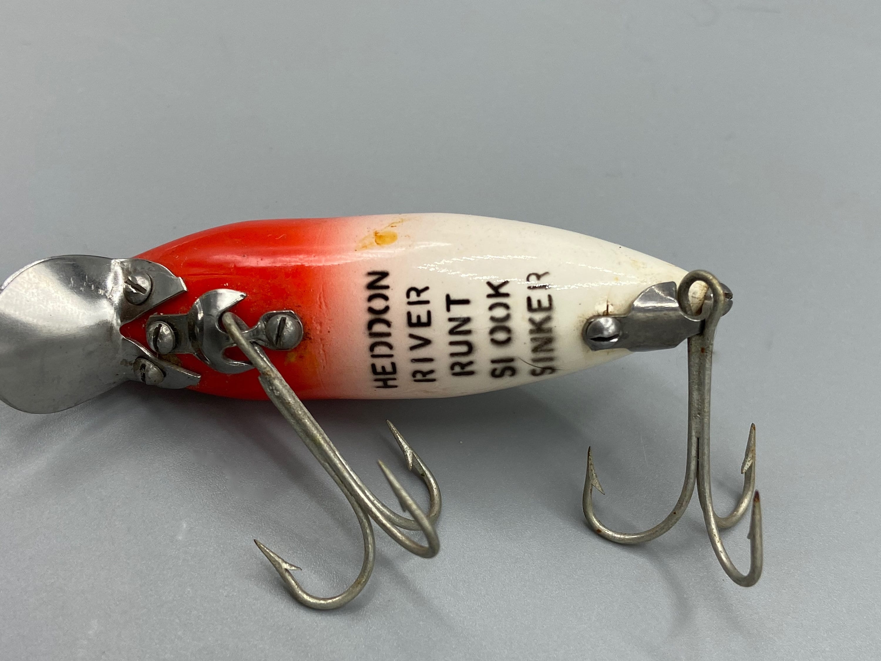 Vintage Heddon River Runt Spook Sinker Red Blend White With Metal