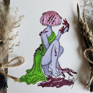 Bleeding Fairy Helmet mushroom - Original Concept Art