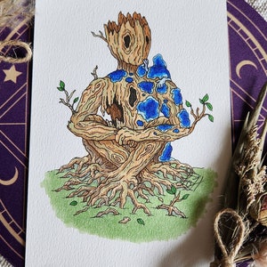 Wood Sprite with Cobalt Crust Fungus - Original Concept Art