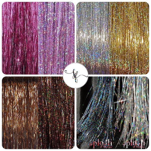 40 Hair Tinsel 100 Strands Shiny Pastel Rainbow Etsy