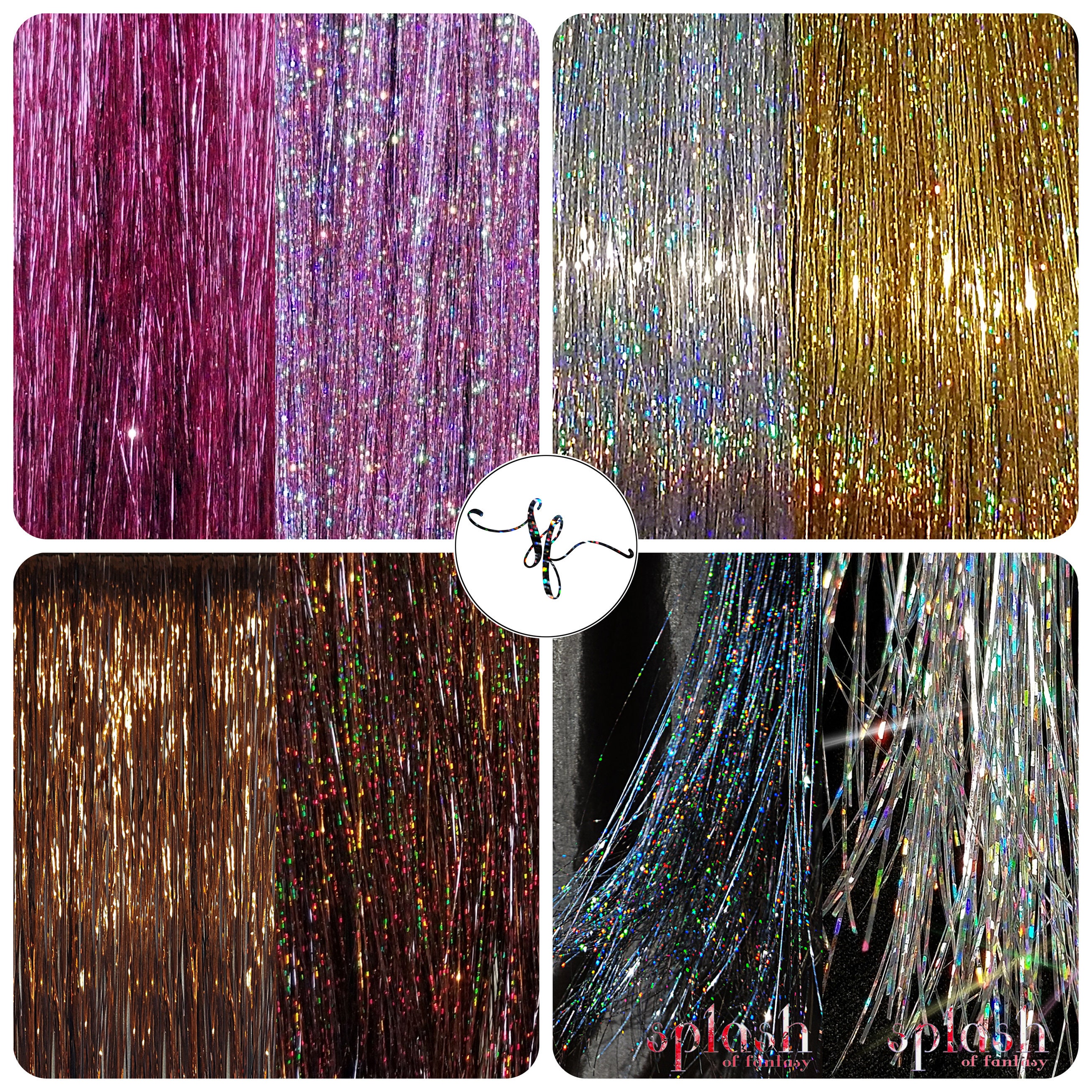 120 Strands 1M Holographic Sparkle Women Hair Glitter Tinsel